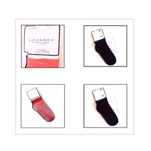 NWT Laundry 3 Pack Nylon Anklets•Fishnet and Solid